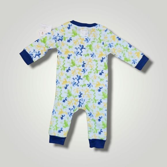 Burt's Bees blue and green frog sleeper size 3-6 months New! - Picture 3 of 6